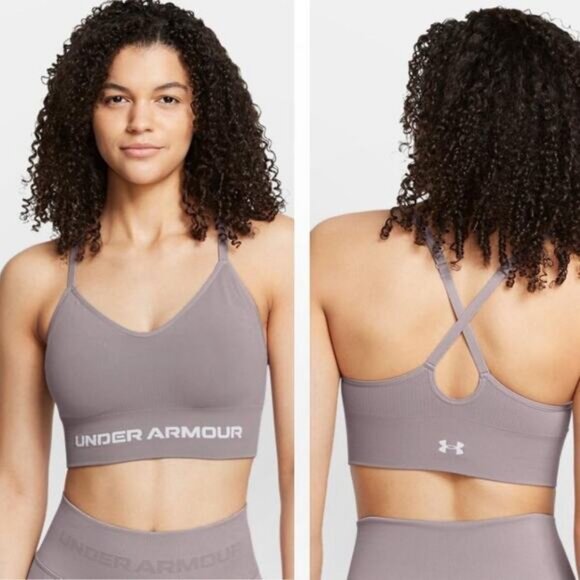 NWT UNDER ARMOUR Women's Vanish Seamless Low Sports Bra Size Small Tetra Gray - Picture 1 of 5